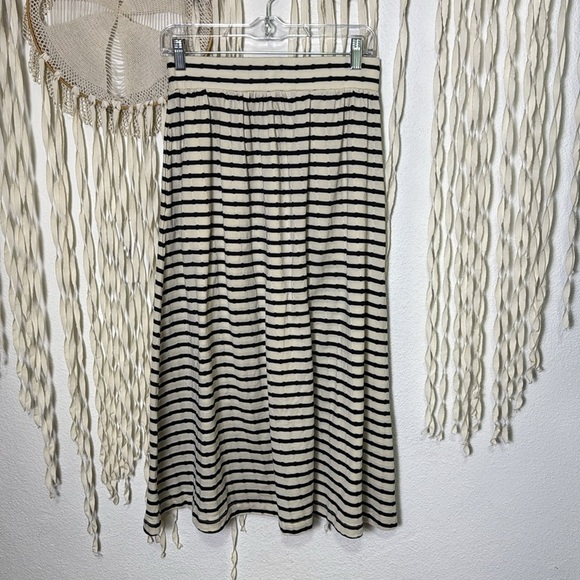 Nation Los Angeles Vida Midi Skirt in Cream and Black Stripe Small - Picture 10 of 15